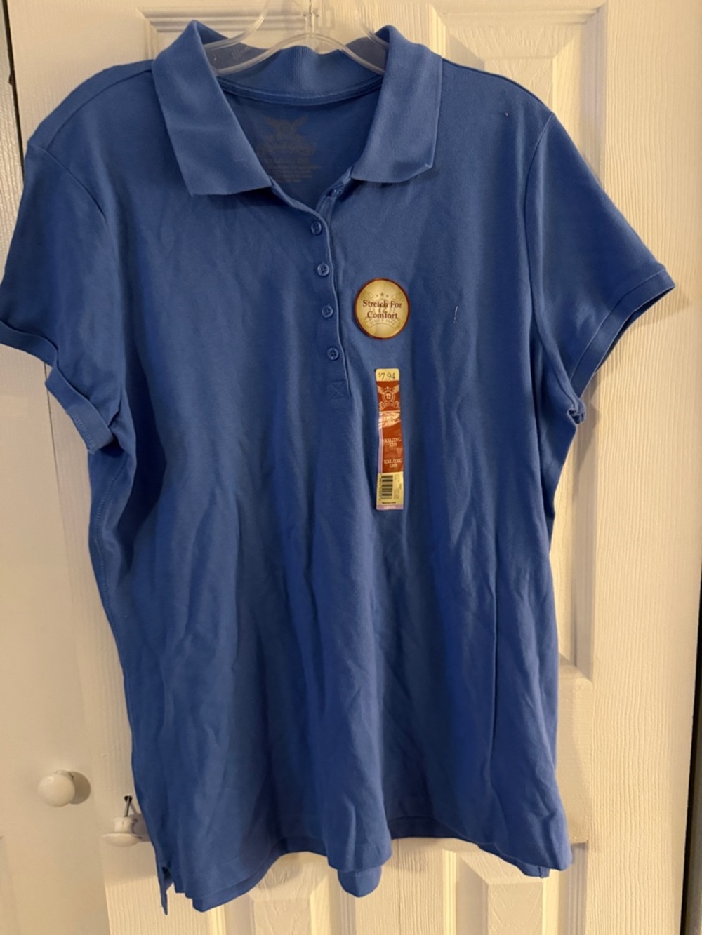 Faded Glory Women’s Blue Polo Tee Classic Short Cap Sleeve
